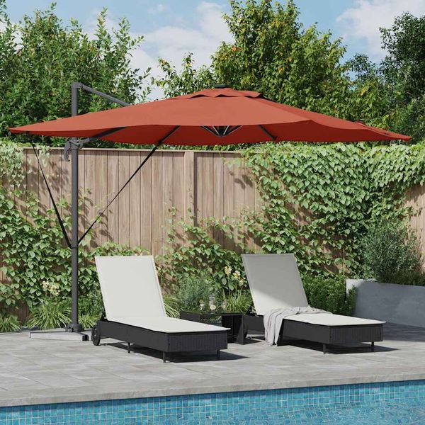 vidaXL Sonnenschirm mit LED-Lichtleisten Terrakotta 286 x 284 x 270 cm 42003326