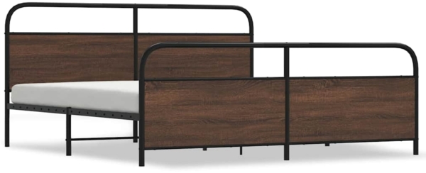 vidaXL Metallbett ohne Matratze Braun Eichen-Optik 200x200 cm 3318668