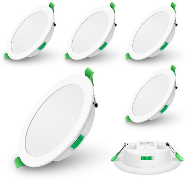 ALUSSO LED Einbaustrahler 6er-Set, Decken Leuchte, Flach Strahler für Bad, Wohnzimmer, 230V, 7W, 90-100 mm, Rund, Weiß