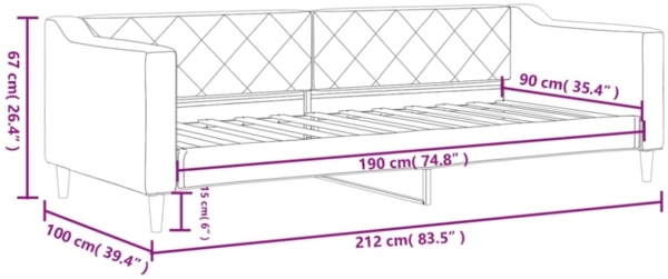 vidaXL Tagesbett Dunkelgrau 90x190 cm Stoff 354172 Bild 3