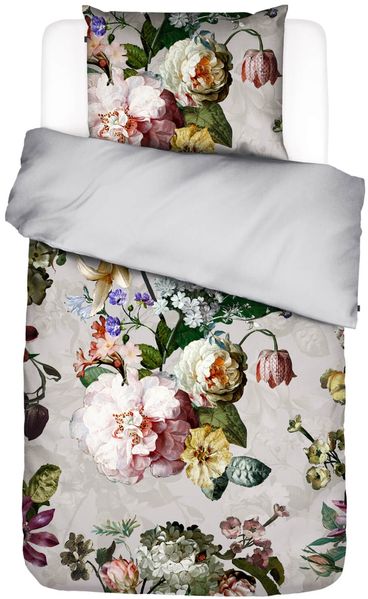 ESSENZA Bettwäsche Fleur Grey Satin 155 x 220 + 80 x 80 cm