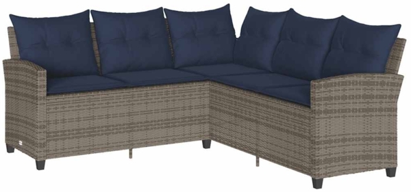 vidaXL L-förmiges Couchsofa mit Kissen Graues Polyrattan 365419