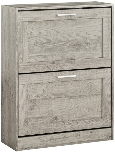 SoBuy FSR137-HG Schuhschrank, MDF, Papierfurnier, Hellgrau, 60 x 79 x 23 cm