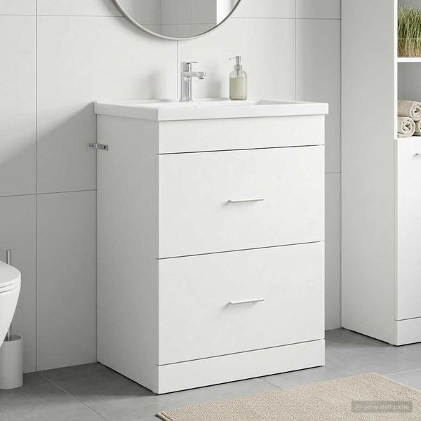 vidaXL Badunterschrank Weiß 56 x 37,5 x 81 cm Holzwerkstoff 890704