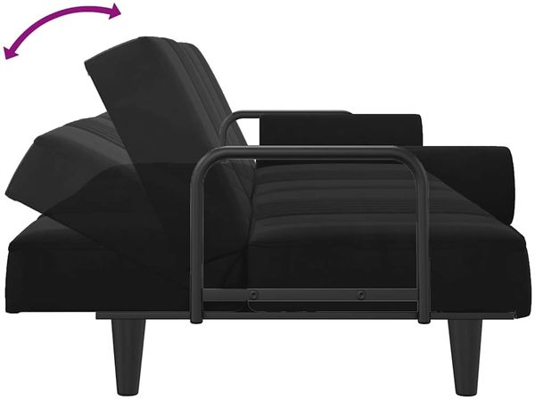 vidaXL Schlafsofa mit Armlehnen Schwarz Samt 351898 Bild 8