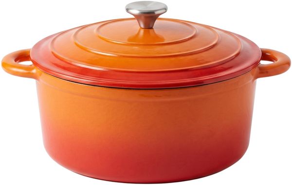 osoltus Bräter Schmortopf Gusseisen Topf 26cm 5,9 Liter Emaille Bräter Orange
