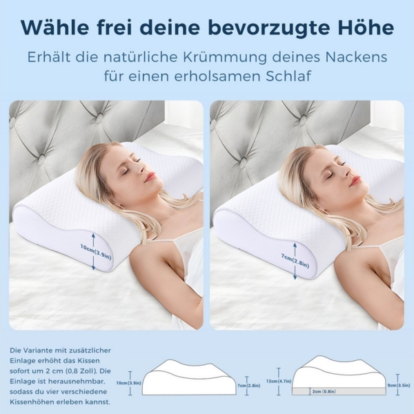 Elegear Nackenstützkissen nackenkissen orthopädisch, memory foam kissen, orthopädisches kissen, Füllung: Memory Foam, Bezug: Atmungsaktives Kopfkissen, Bauchschläfer, Rückenschläfer, Seitenschläfer, 50 x 30cm Ergonomisches Schlafkissen mit Kissenbezug Bild 2
