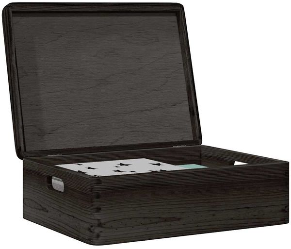 vidaXL Holzkiste mit Deckel und Griffen Schwarz 40x30x13 cm Massivholz 4017397