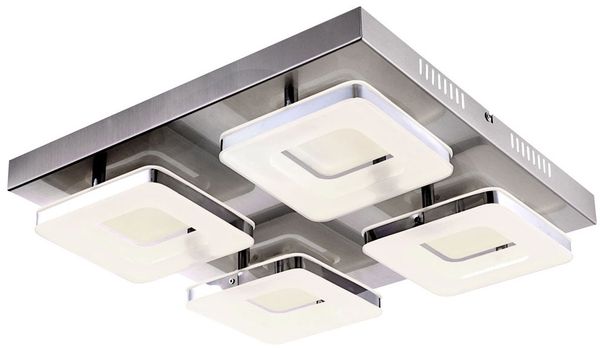 LED Deckenleuchte, Stahl, Nickel matt, Chrom, L 39cm