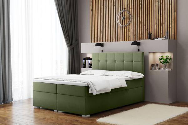 Boxspringbett Schlafzimmerbett 'ABELT', in Stoff Matt Velvet, Olive, 200 x 220 cm