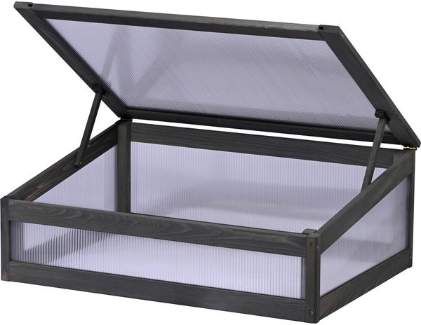 dobar® Frühbeetaufsatz aus Holz für Hochbeet Kubus 2.0 - Frühbeetkasten für Garten - 76 x 56 x 20 cm - Anthrazit
