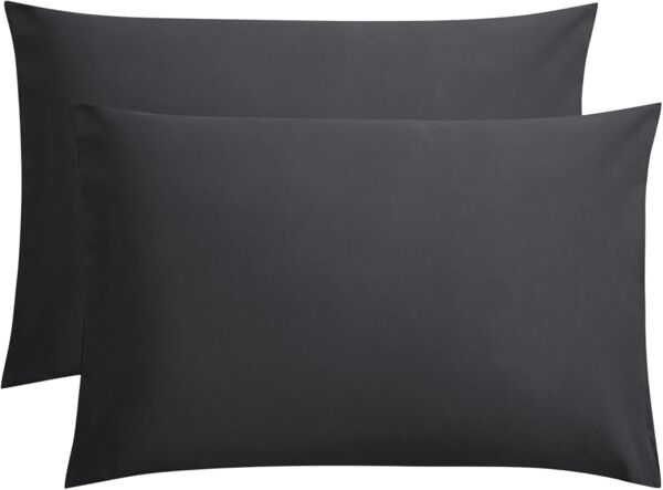 Sleeptime Kissenbezug 60 x 70 Schwarz - 2er Set - 100% Baumwolle - Kissenhülle 60x70 - Mit Hotelverlsuss