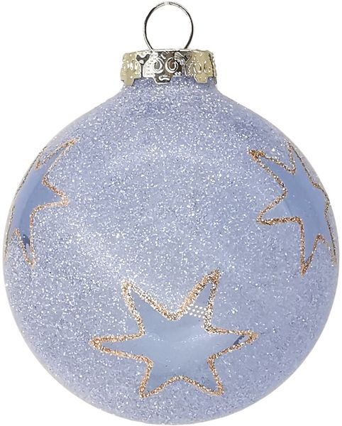 Weihnachtskugel Sterne Sand hellblau Ø 8cm, halbtransparent - Schatzhauser Weihnachtschmuck