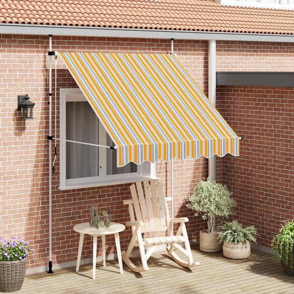 vidaXL Einziehbare Markise Handbetrieben 200 cm Gelb/Blau Gestreift 43226
