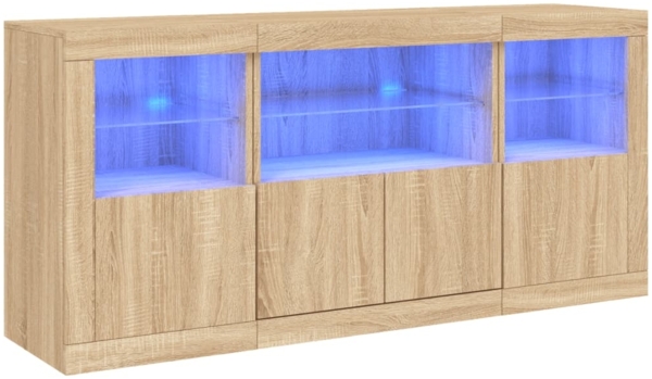 vidaXL Sideboard mit LED-Leuchten Sonoma-Eiche 142,5x37x67 cm 3209067