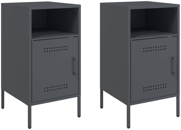 vidaXL Nachttische 2 Stk. Anthrazit 36x39x68 cm Stahl 843071