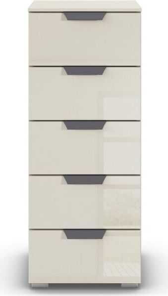 rauch Aditio Box, Kommode, 5 Schubladen, mit Glasfront, mit Softclose-Funktion, Farbe Beige, BxHxT 40x100x42cm Bild 2