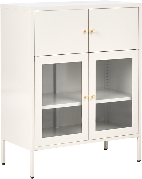 Vitrine mit Glastüren ESHOLT Metall 80 cm Hellbeige