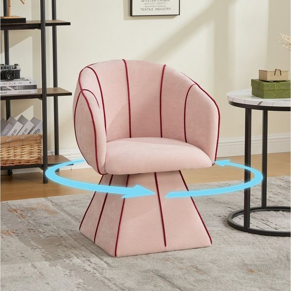 HAUSS SPOLE Drehstuhl mit Rückenlehne,Posterstuhl aus Chenille mit Drehfunktion in rosa (Relaxsessel mit Muschelförmige Sitzstruktur,Drehsessel mit 360° Drehmechanismus für flexible Beweglichkeit)