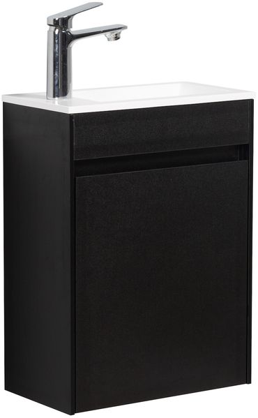 Badplaats Gäste-WC Waschtisch Set Sinta 40 x 22 cm Schwarz Holz - Badmöbel Set mit Waschbecken und Unterschrank, Vormontiert und mit Soft-Close