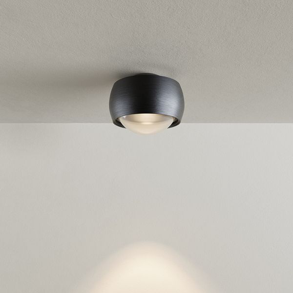 s.luce Beam LED Deckenleuchte mit Linse Aufbauspot Ø 8cm Schwarz