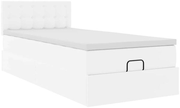 vidaXL Ottoman-Bett mit Matratze Weiß 90x200 cm Kunstleder 3311284 Bild 6