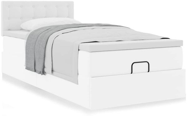 vidaXL Ottoman-Bett mit Matratze Weiß 90x200 cm Kunstleder 3311284 Bild 4