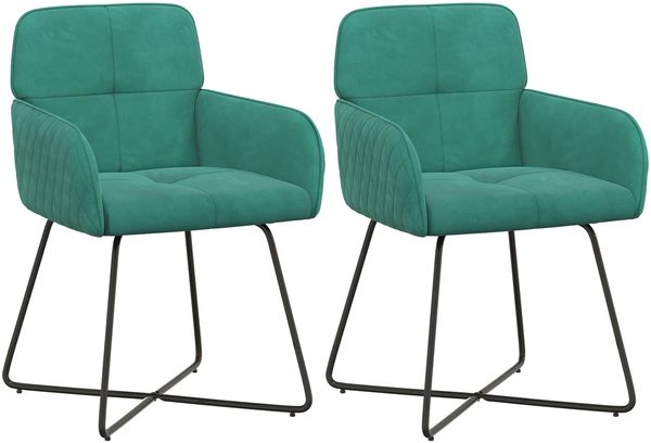 vidaXL Esszimmerstühle 2 pcs Samt (V) Türkis 59 x 56,5 x 86 cm 42034301