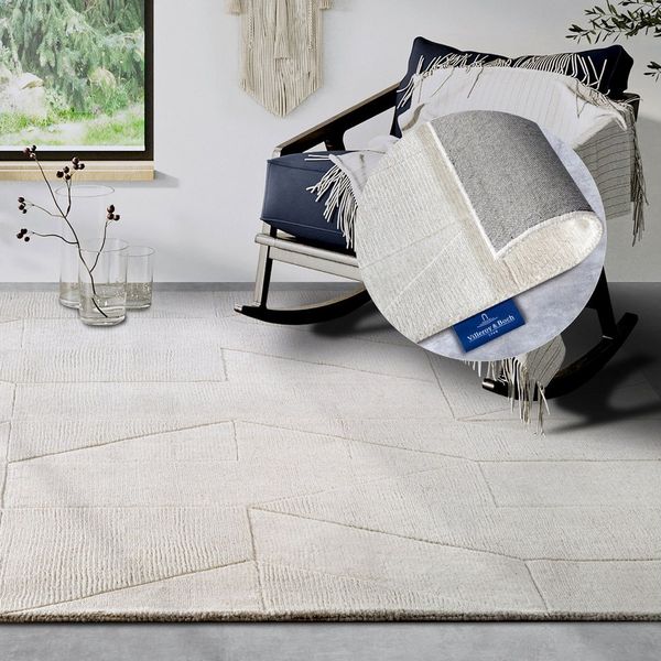 Villeroy & Boch Wollteppich Ursule, rechteckig, Höhe: 10 mm, Läufer, handgewebt, Wolle, Natur, Wohnzimmer, Geometrie, Boho