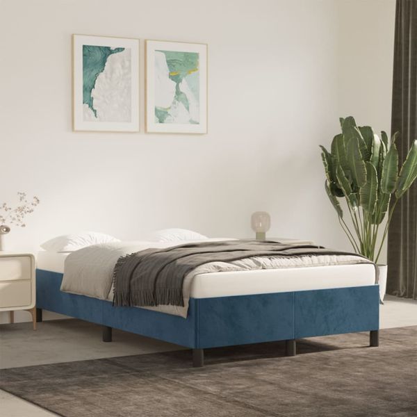 vidaXL Bettgestell ohne Matratze Dunkelblau 120x190 cm Samt 3269655