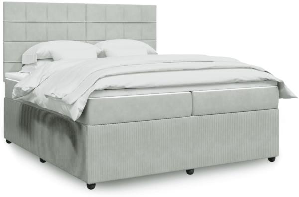 vidaXL Boxspringbett mit Matratze Hellgrau 200x200 cm Samt 3292430