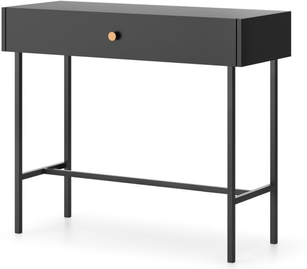 AX LIVING Tisch mit Schubladen Dinley 93 cm Schwarz auf Metallgestell