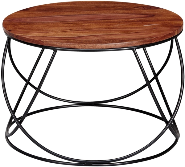 Wohnling Couchtisch Sheesham Massivholz / Metall 60 x 40 x 60 cm