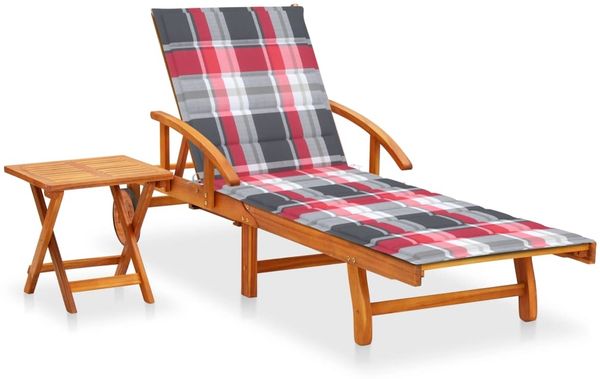 vidaXL Sonnenliege mit Tisch und Auflage Akazie Massivholz 3061630
