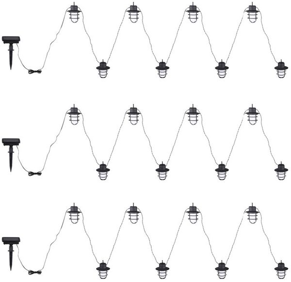LED Solar Lichterkette, 24 Laternen Flammeneffekt, L 200cm