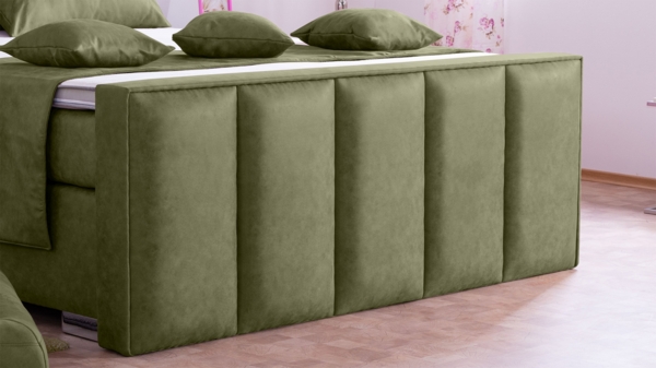 Meisterbetten Boxspringbett Vicy 100x220 in MS-Olive, Matratzenbezug Nano, Ergoflex-Topper Bild 4