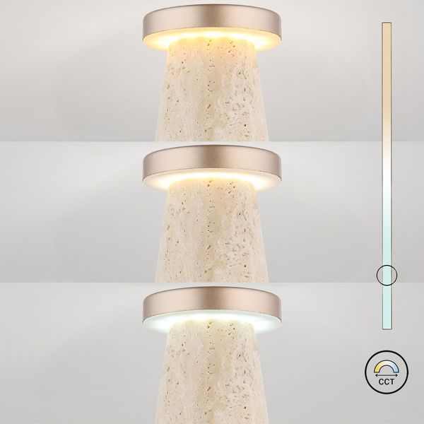 LED Tischleuchte, Akku, Touch, Travertine Stein, H 16 cm Bild 4