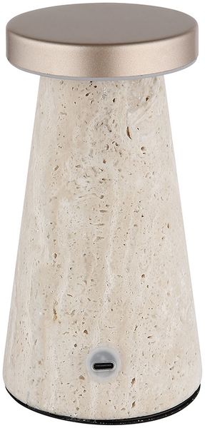 LED Tischleuchte, Akku, Touch, Travertine Stein, H 16 cm Bild 6