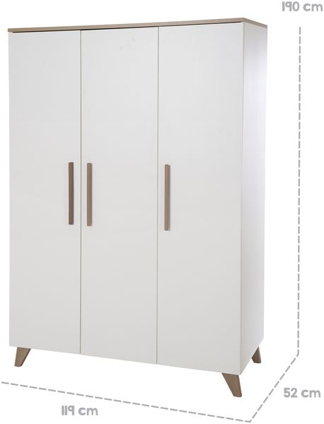 roba Kleiderschrank 'Ole' - 3-türig - HxBxT: 190 x 118 x 52 cm - Weiß Bild 10