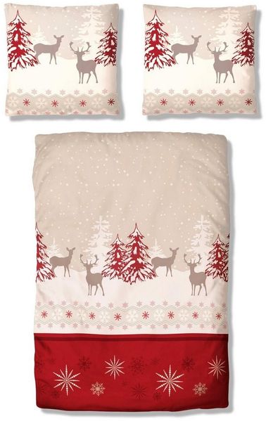 my home Bettwäsche Venua in Gr. 135x200 oder 155x220 cm, Biber, 2 teilig, Winterbettwäsche, Weihnachtsbettwäsche