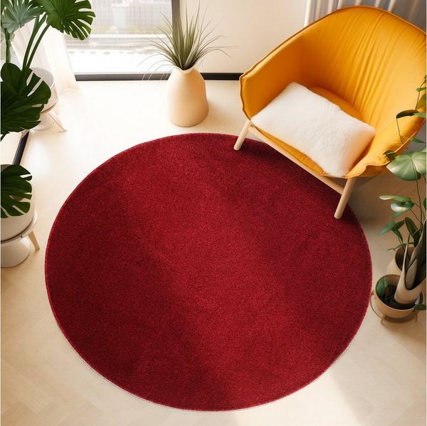 SIMPEX24 Teppich Unicolor - Einfarbig, Rund, Höhe: 11 mm, Einfarbig Kurzflor Teppich Wohnzimmer Verschiedene Farben und Größen