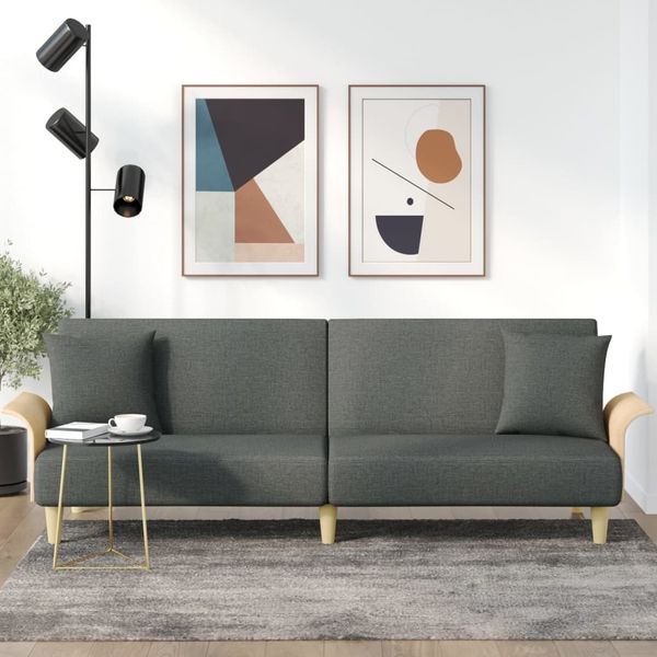 vidaXL Schlafsofa mit Armlehnen Dunkelgrau Stoff 351844