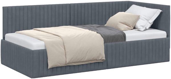 vidaXL Eckbettgestell mit Kopfteil Dunkelgrau 90x200 cm Samt 42016267