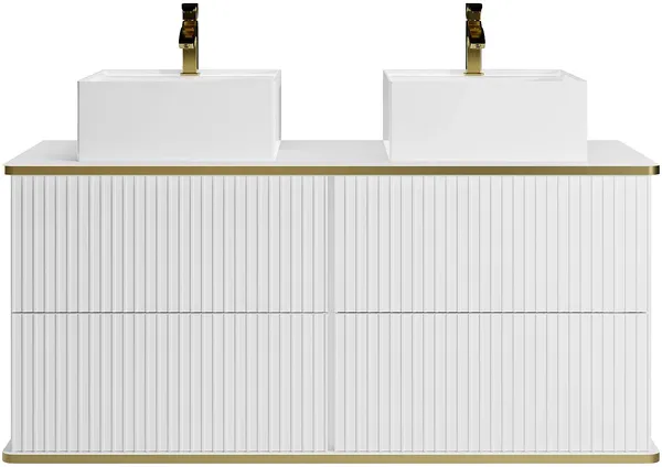 Vente-unique - KELIZA Waschbeckenmöbel Holz, Platte Weiß - B 47 cm x H 54 cm x L 120 cm