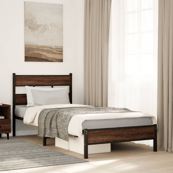 vidaXL Bettgestell ohne Matratze Braun Eiche 75x190 cm Holzwerkstoff 4017298