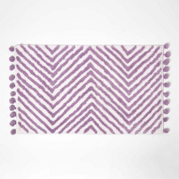 Homescapes Badematte Badematte flieder mit Zickzack-Muster – Badteppich 50 x 80 cm, Höhe 20 mm, 50 x 80 cm