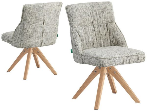 DUBI Möbel Polsterstuhl MIRELA 2er-Set (2 St), 360° drehbar Massivholz Eiche Natur 2er-Set