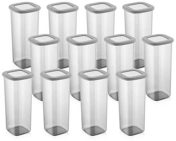 Hermia Concept Vorratsdose 100% PLASTIC, 10 x 10 x 24,5 cm / 1750 ml (12 Pieces) M1158, (12-tlg)