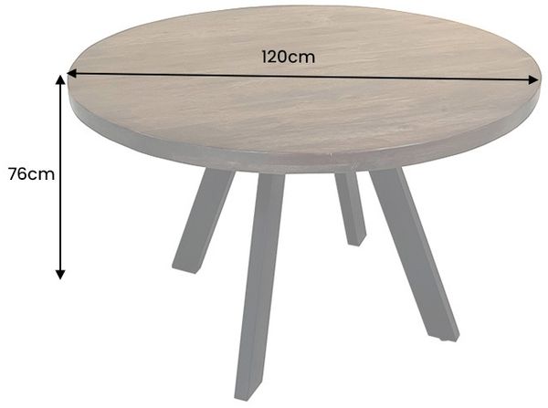 Runder Massivholz Esstisch ARTE 120cm taupe Mangoholz Esszimmer Metallbeine schwarz Bild 10