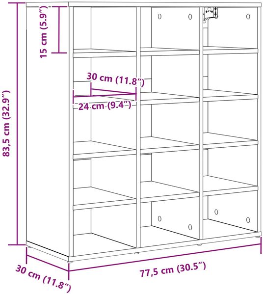 vidaXL Schuhschrank mit Regal Weiß 77,5 x 30 x 83,5 cm Holzwerkstoff 808720 Bild 11